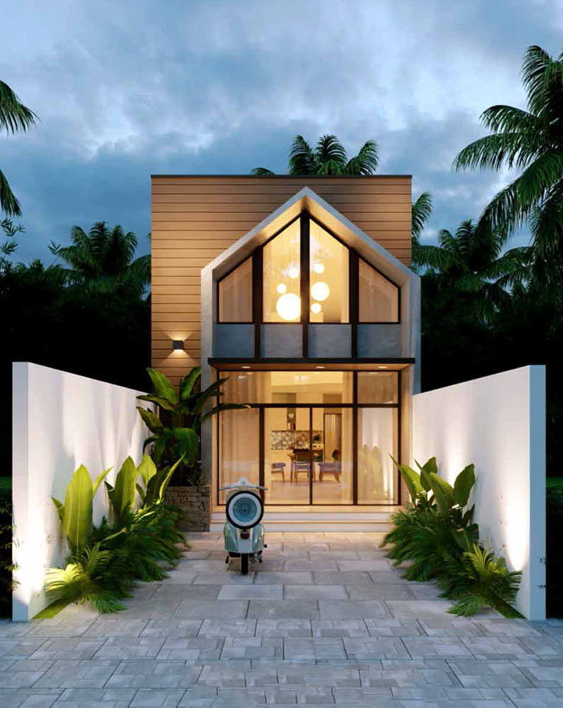 Ngôi nhà cấp 4 nông thôn mái lửng hiện đại