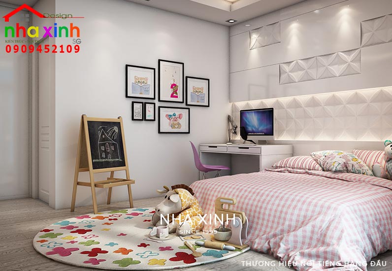 Phòng ngủ bé gái hiện đại, đơn giản
