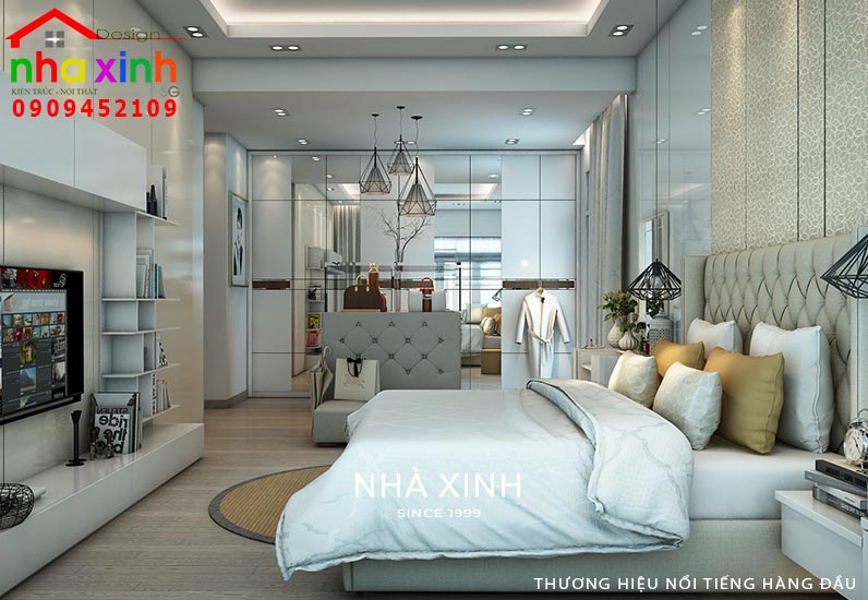 Không gian phòng ngủ master biệt thự hiện đại