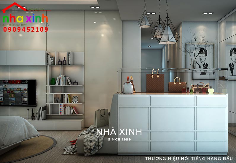 Phòng ngủ với tủ đồ hiện đại