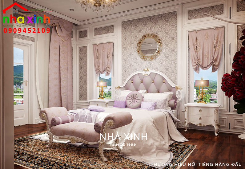 Phòng ngủ được thiết kế với gam màu trẻ trung và sinh động