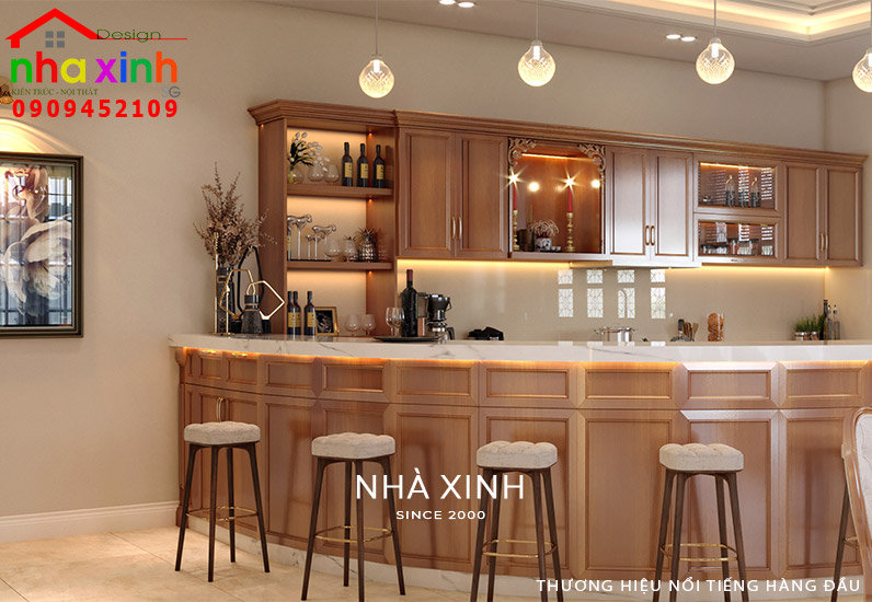 Khu vực quầy bar được thiết kế khá ấn tượng