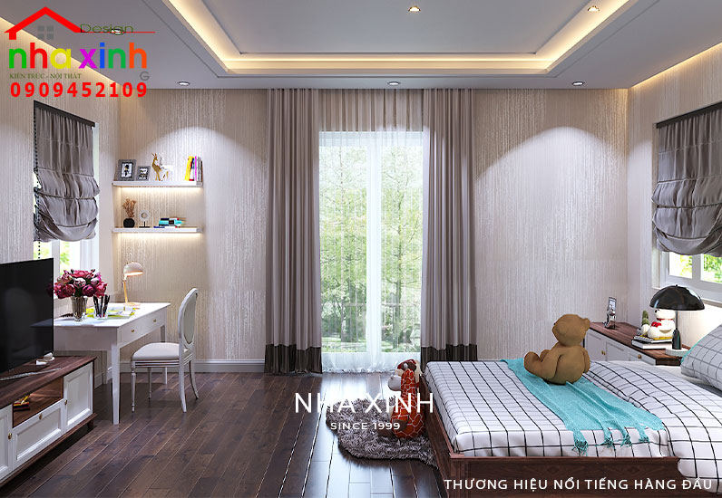 Không gian phòng ngủ được thiết kế thông thoáng và thoải mái