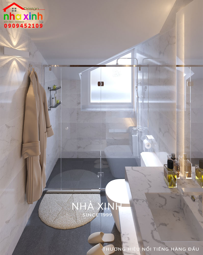 Phòng WC được thiết kế với view thông thoáng