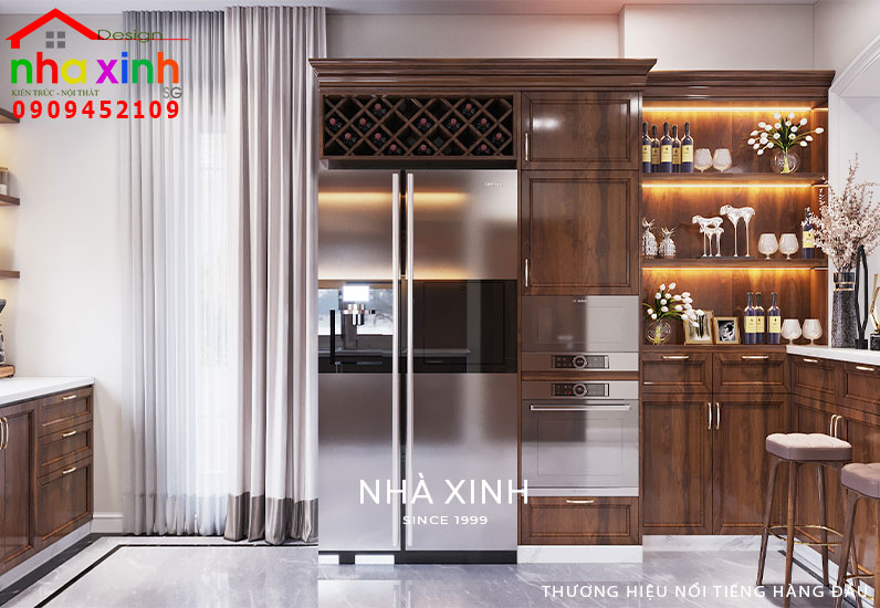 Phòng bếp được thiết kế với hệ học tủ tiện nghi