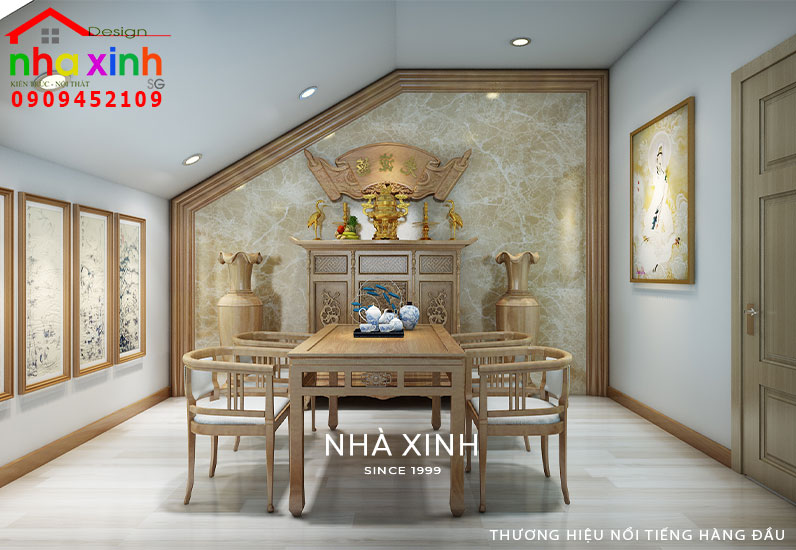 Phòng thờ được thiết kế sang trọng và thanh lịch