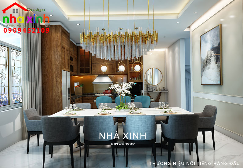 Khu vực bàn ăn khá rộng rãi với view cửa kính lớn