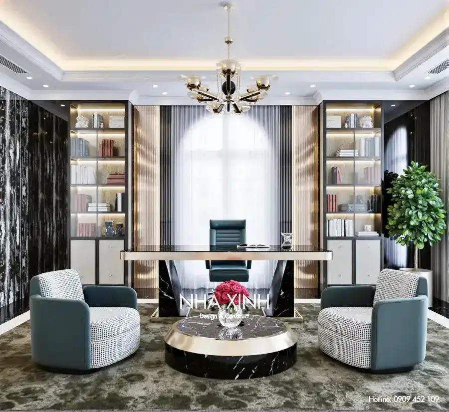 Khu vực bếp với không gian mở kết nối phòng ăn trong biệt thự BT-0218.