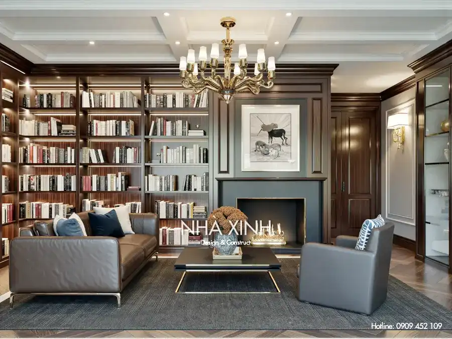 Khu vực bàn ăn biệt thự BT-0223 với ánh sáng vàng ấm áp và nội thất tinh tế