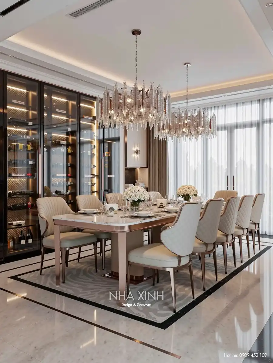 Khu vực bếp biệt thự BT-0228 với thiết kế tối giản và thiết bị cao cấp.