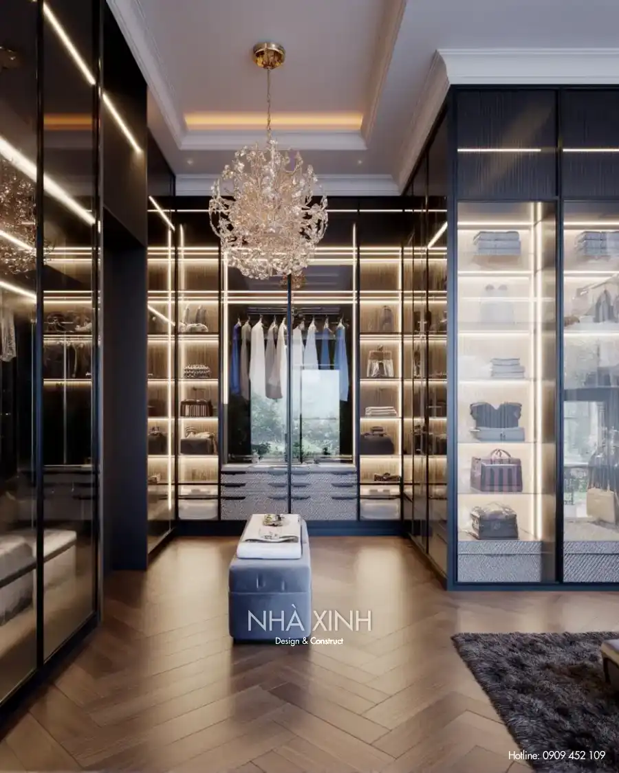 Phòng ăn biệt thự BT-0228 với bàn ăn lớn và ánh sáng ấm áp.