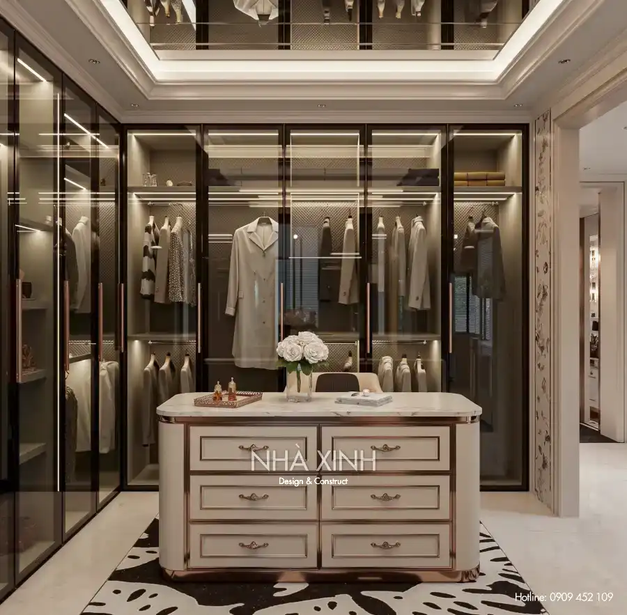 Phòng bếp biệt thự BT-0231 với tủ bếp gỗ cao cấp và thiết kế tối giản