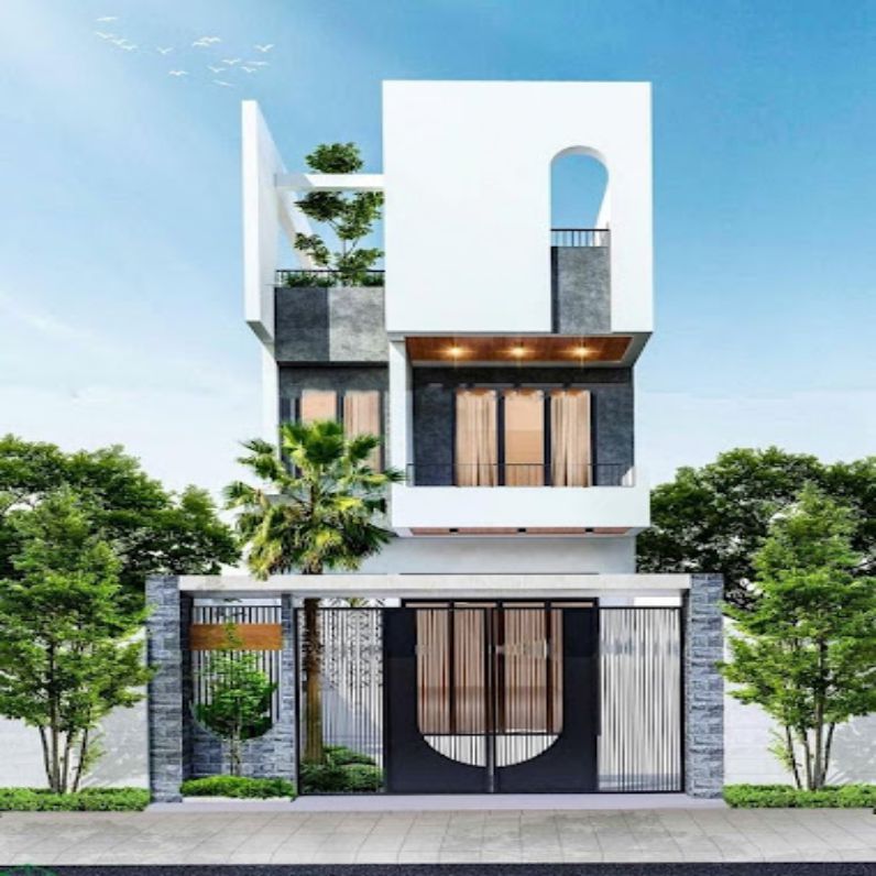 Mặt tiền mẫu thiết kế nhà 3 tầng đẹp và sang trọng