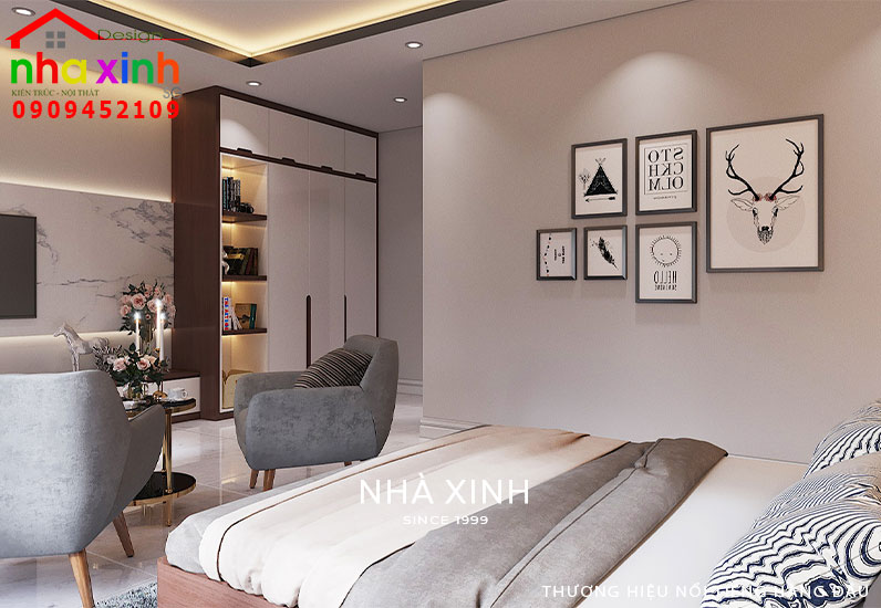 Phòng ngủ lầu 2 sử dụng đồ nội thất cao cấp