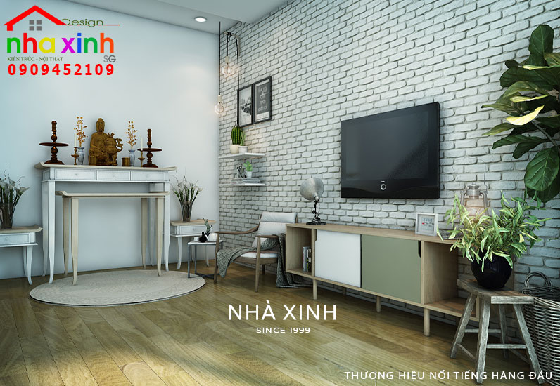 Phòng ngủ với bàn ghế, tivi hiện đại