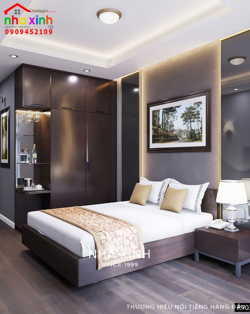 Không gian phòng ngủ với các bố trí nội thất tiện nghi