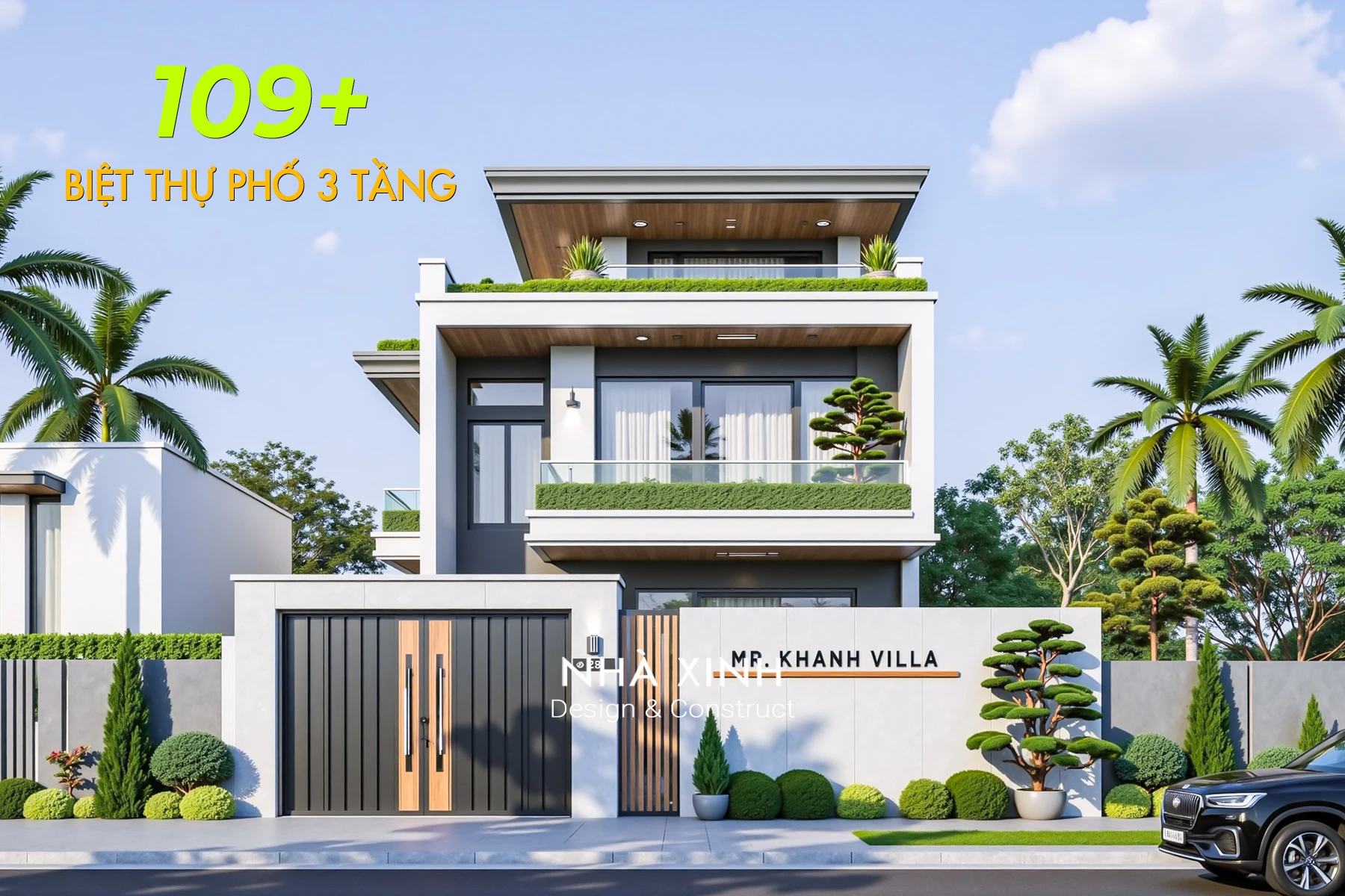 thiết kế biệt thự phố 3 tầng 