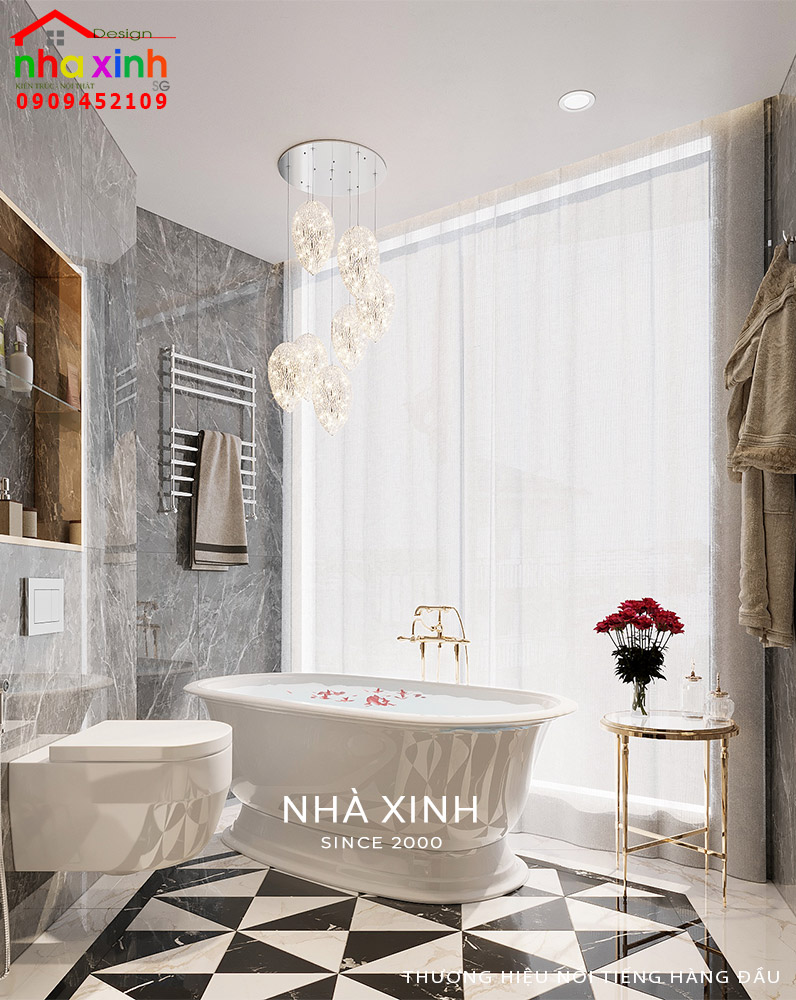 Sàn phòng tắm được lát gạch Terrazzo