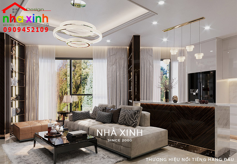 Không gian phòng khách biệt thự đẹp hiện đại
