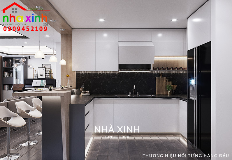 Phòng bếp được ốp đá hoa cương bền đẹp