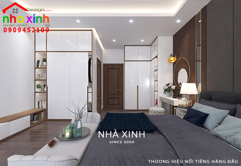 Phòng ngủ được thiết kế tích hợp các vật dụng nội thất thông minh