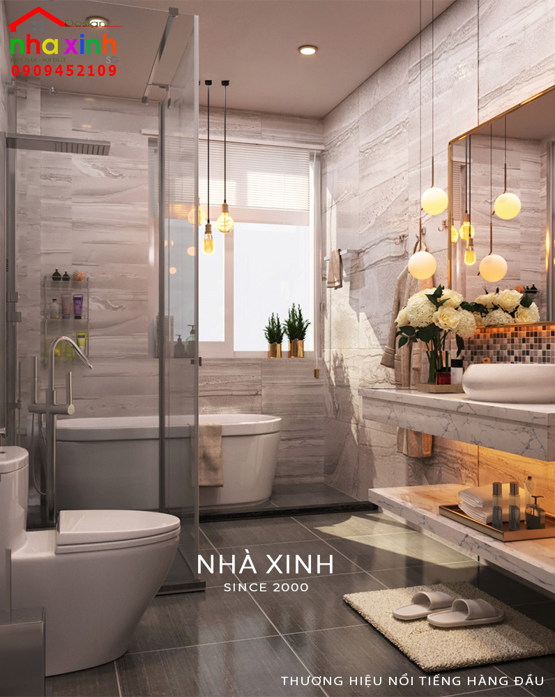 Không gian phòng WC được thiết kế rộng rãi đáp ứng đầy đủ công năng