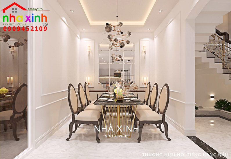 Thiết kế bàn ăn mang phong cách hoàng gia không chỉ tạo tính thẩm mỹ mà còn góp phần làm thăng hoa vị giác trong mỗi bữa ăn