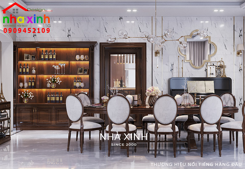 Nội thất biệt thự đẹp 7 phòng ngủ có phòng ăn đẹp cuốn hút