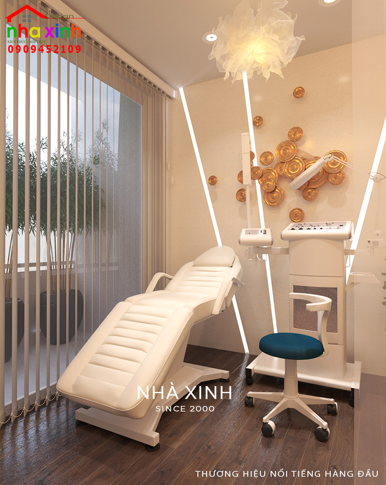 Thiết kế nội thất spa với máy móc và trang thiết bị hiện đại