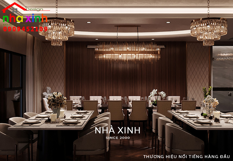 Khu vực bàn ăn được thiết kế rộng rãi dành cho đại gia đình