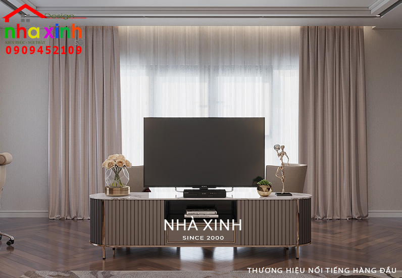 Thiết kế hệ tủ tivi tạo không gian giải trí ngay trong phòng ngủ