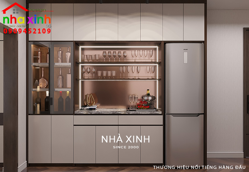 Khu vực quầy bar mini được thiết kế tiện nghi 