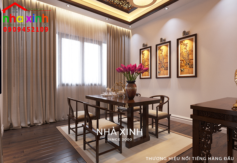 Phòng thờ được thiết kế ấm cúng, trang trọng