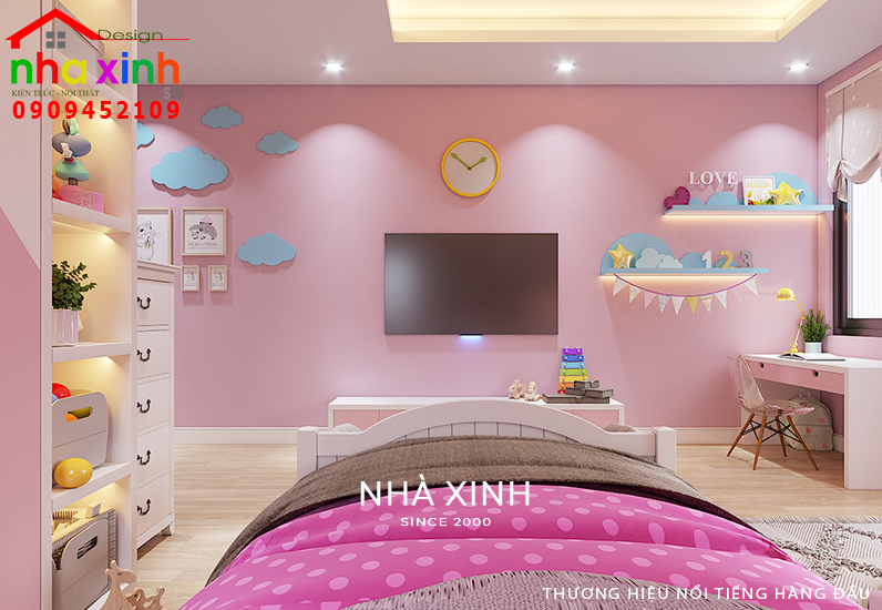 Thiết kế phòng ngủ con gái nữ tính, đáng yêu