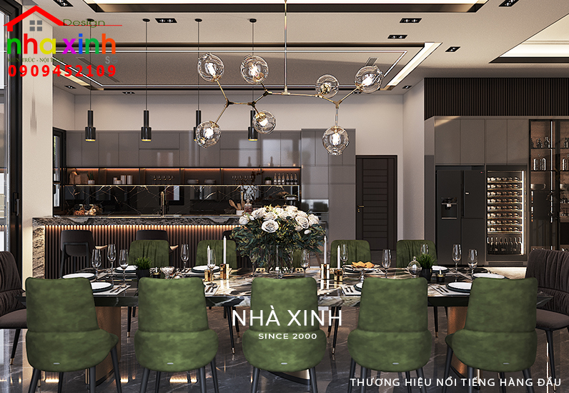 Khu vực bếp biệt thự hiện đại, tiện nghi