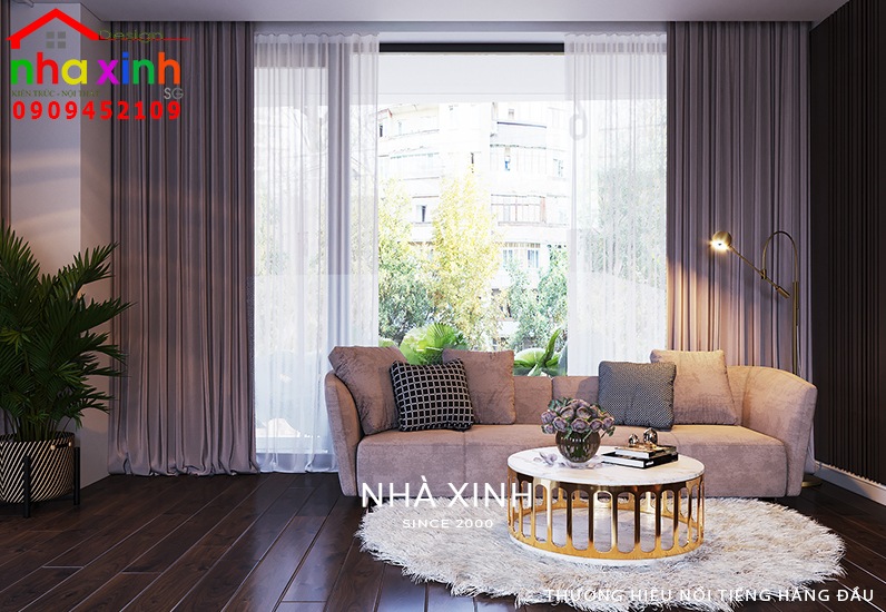 Sàn phòng ngủ làm từ gỗ công nghiệp màu nâu đậm