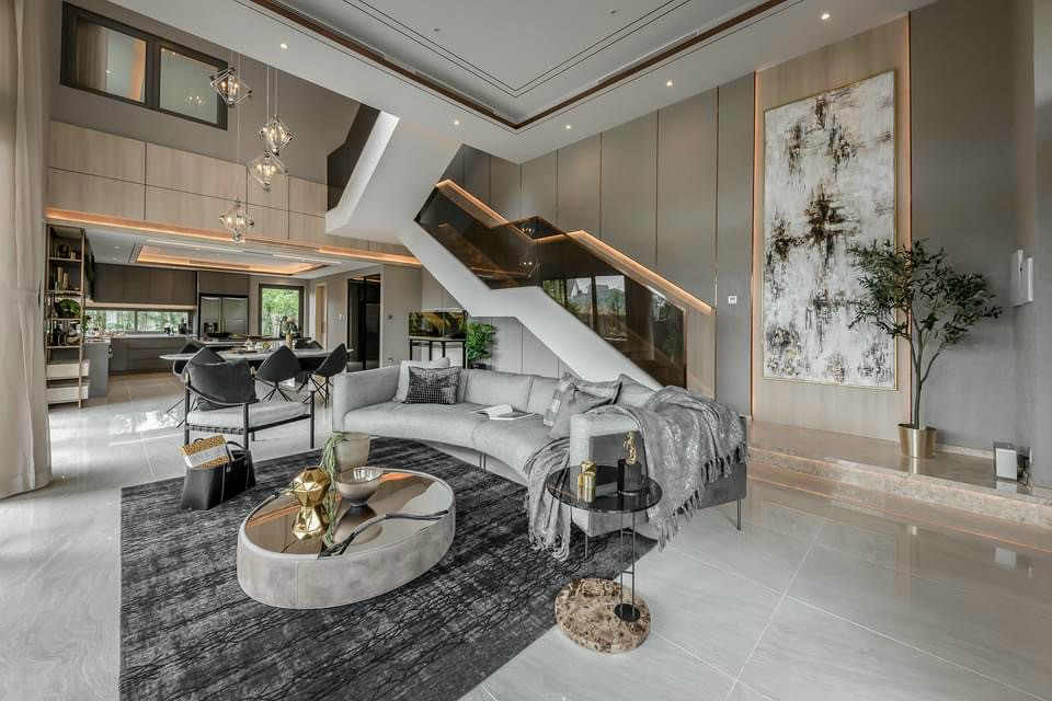 Mẫu phòng khách đẹp nội thất biệt thự hiện đại kiểu Châu Âu