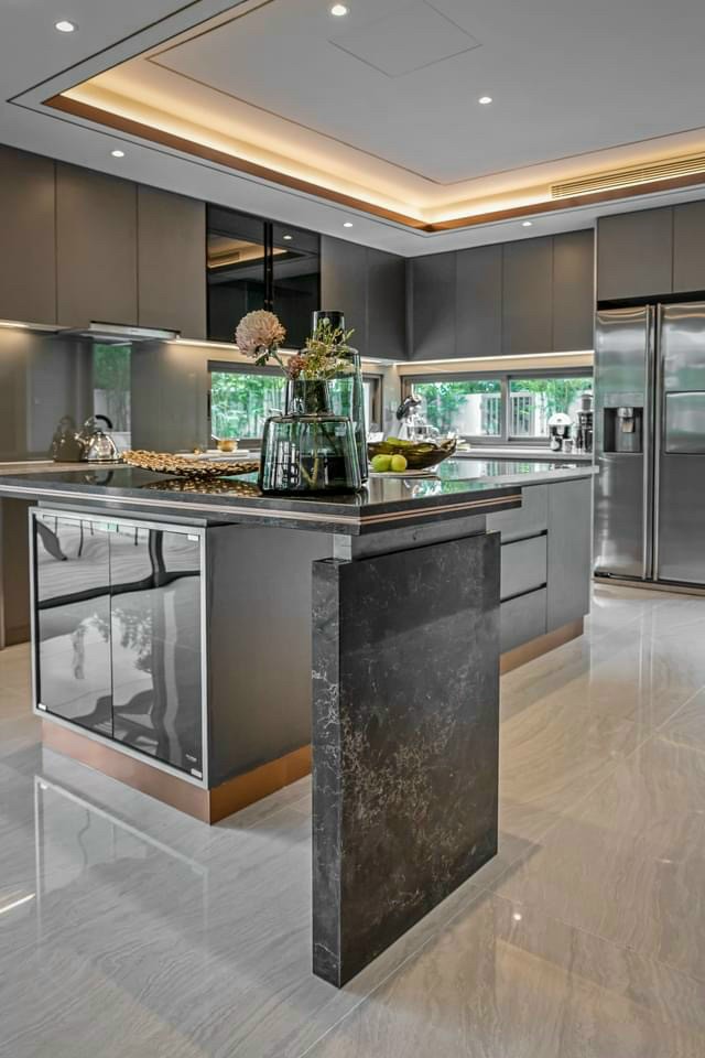 Khu vực phần đảo bếp được thiết kế tinh tế