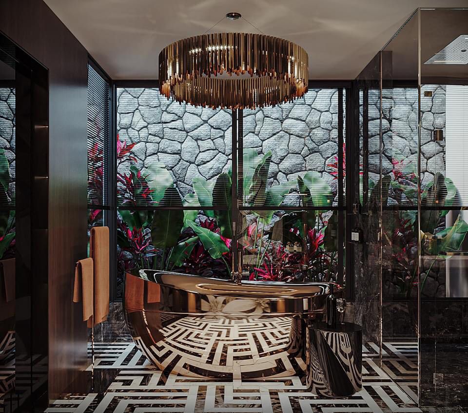 Không gian phòng tắm được thiết kế với các vật dụng nội thất cao cấp